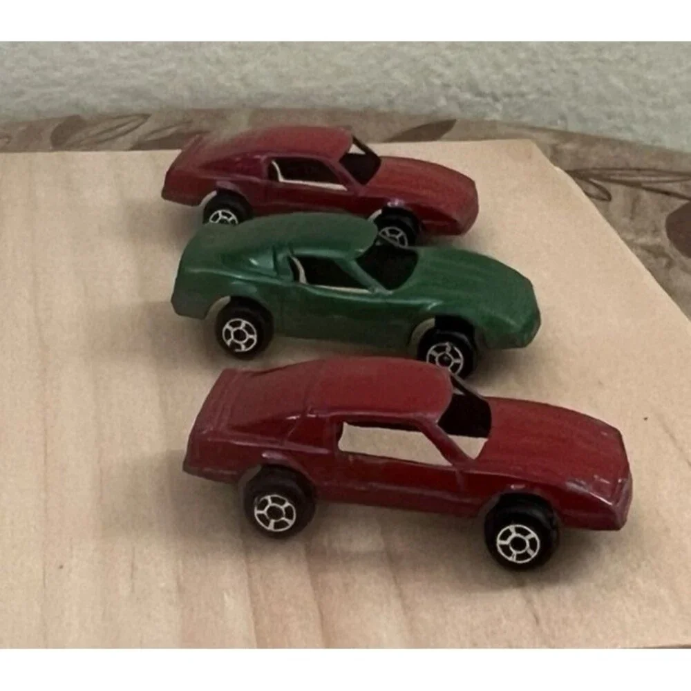 Tootsie Lot of 3 Firebird Metal Toy Cars 2 Red 1 Green Vintage Made In USA